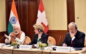 The Prime Minister, Shri Narendra Modi and the President of the Swiss Confederation, Mr. Johann Schneider-Ammann at a roundtable meeting with the Swiss business leaders, in Geneva on June 06, 2016.